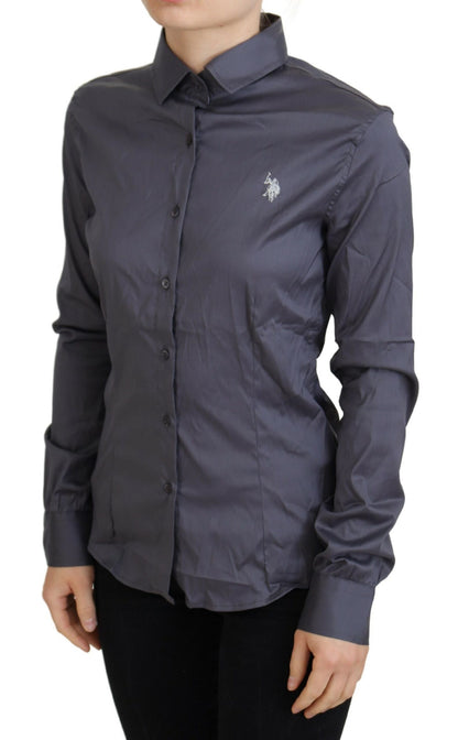 U.S. POLO ASSN. Elegant Gray Long Sleeve Polo Top