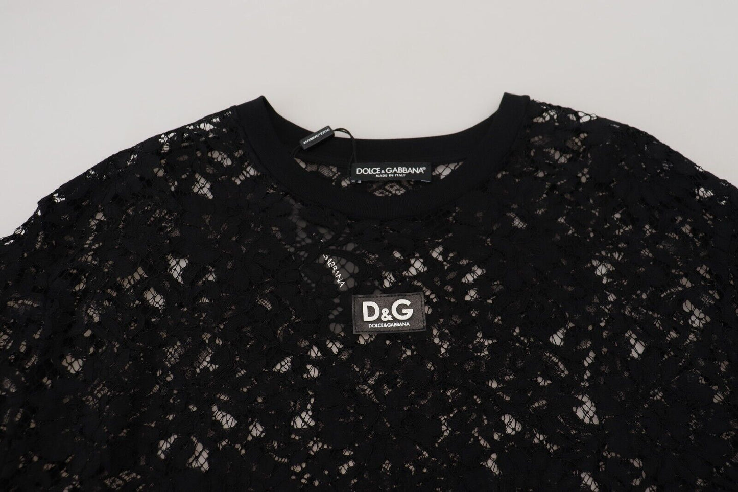 Dolce & Gabbana Elegant Black Floral Lace Shift Dress