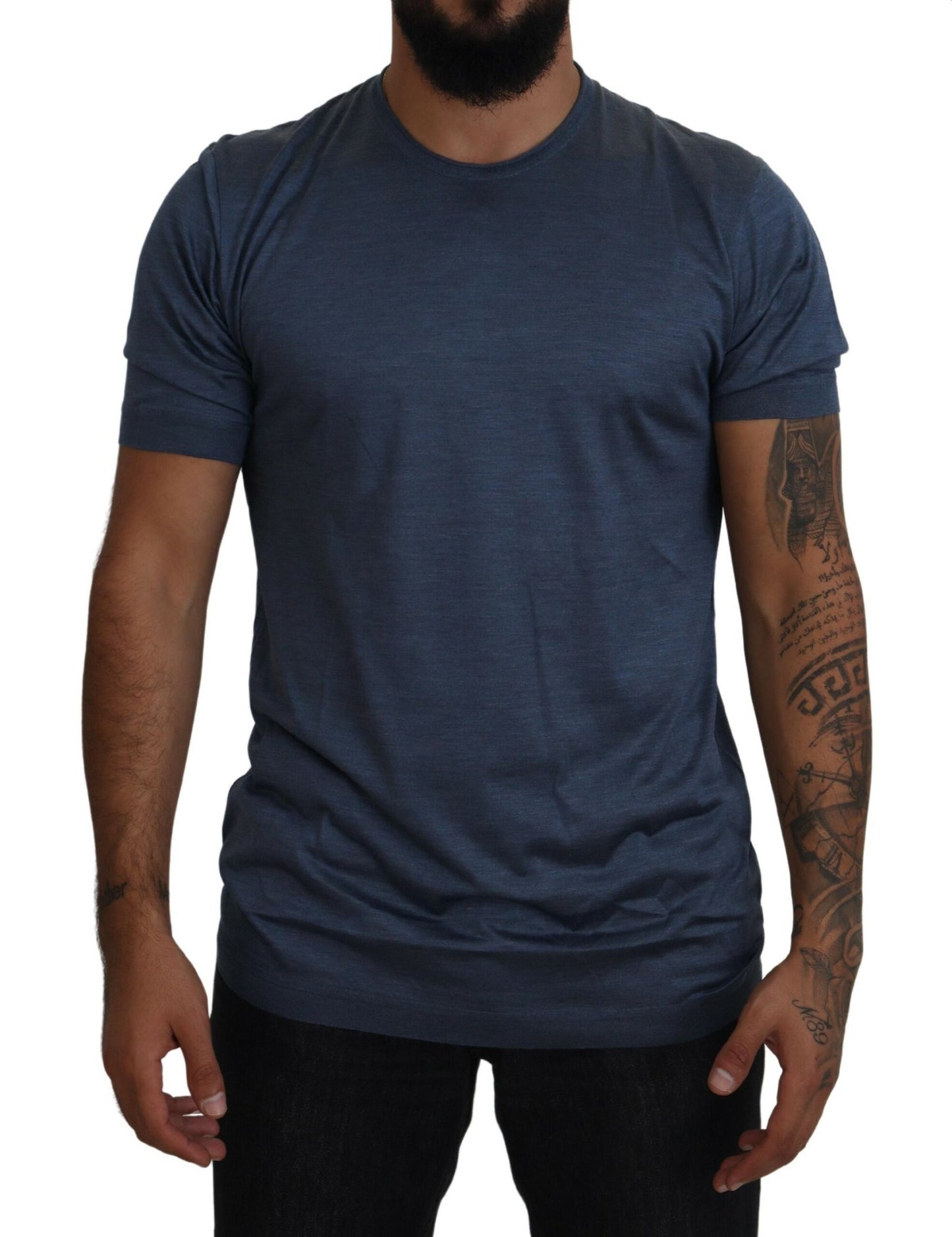 Dolce & Gabbana Elegant Silk Crewneck Blue Tee