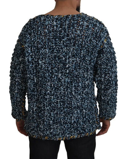 Dolce & Gabbana Elegant Blue V-Neck Cardigan Sweater