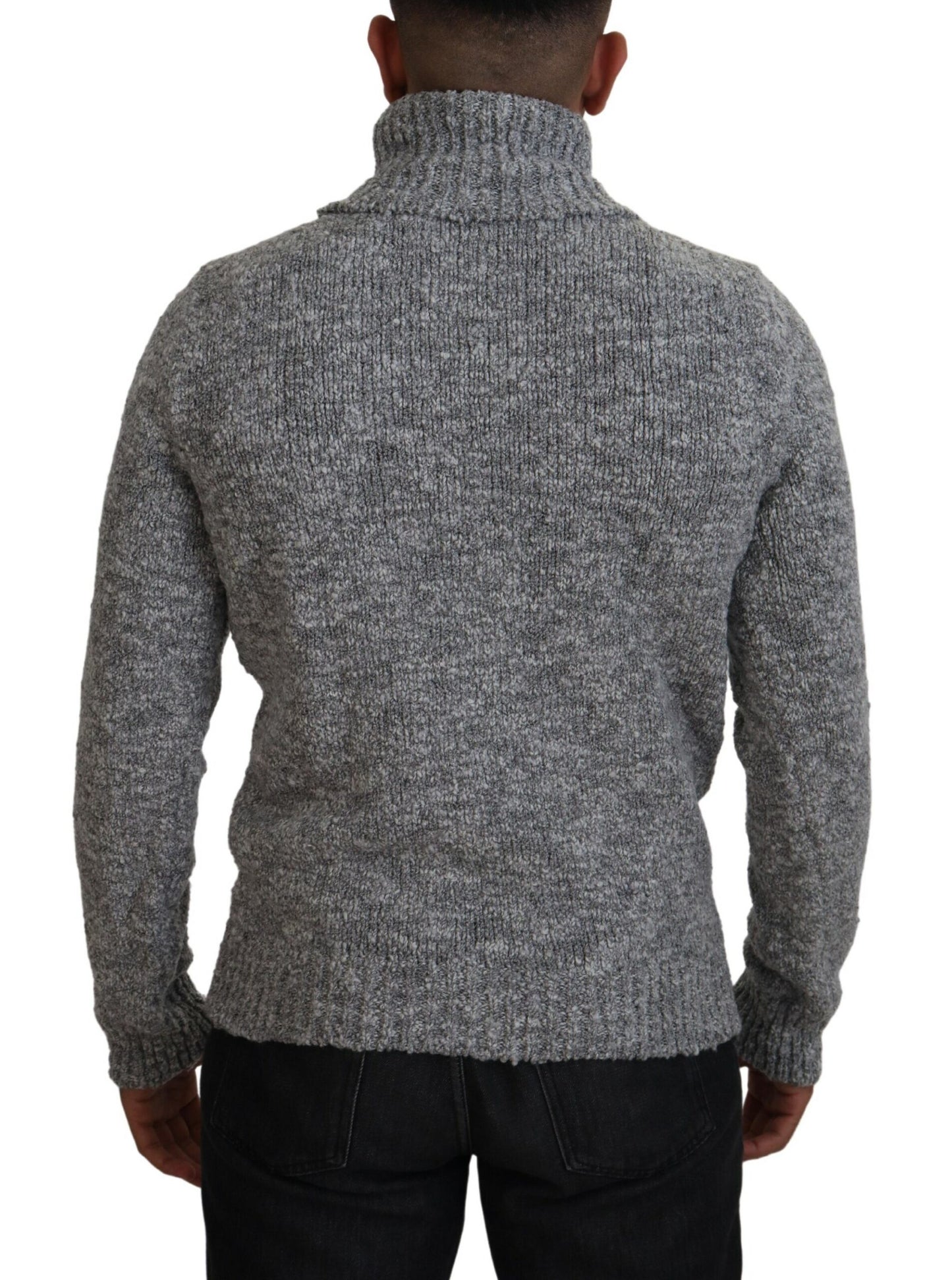 Dolce & Gabbana Elegant Gray Wool-Blend Turtleneck Sweater