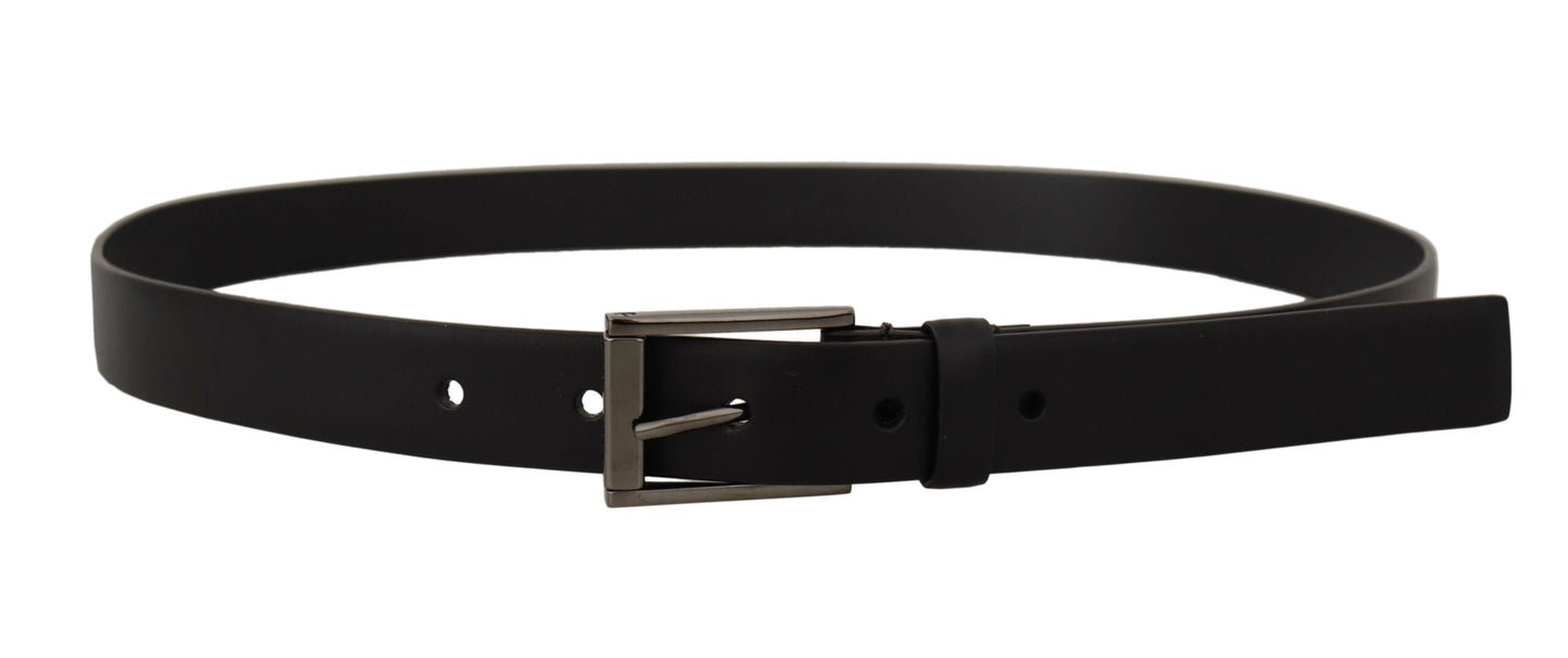 Dolce & Gabbana Elegant Black Leather Belt with Metal Buckle