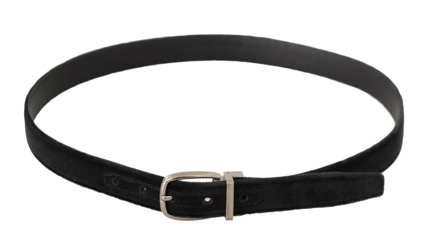 Dolce & Gabbana Elegant Velvet Designer Belt with Logo Engraved Buckle