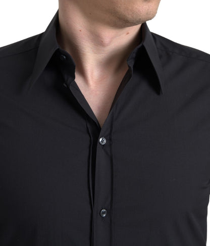 Dolce & Gabbana Elegant Slim Fit Black Cotton Dress Shirt