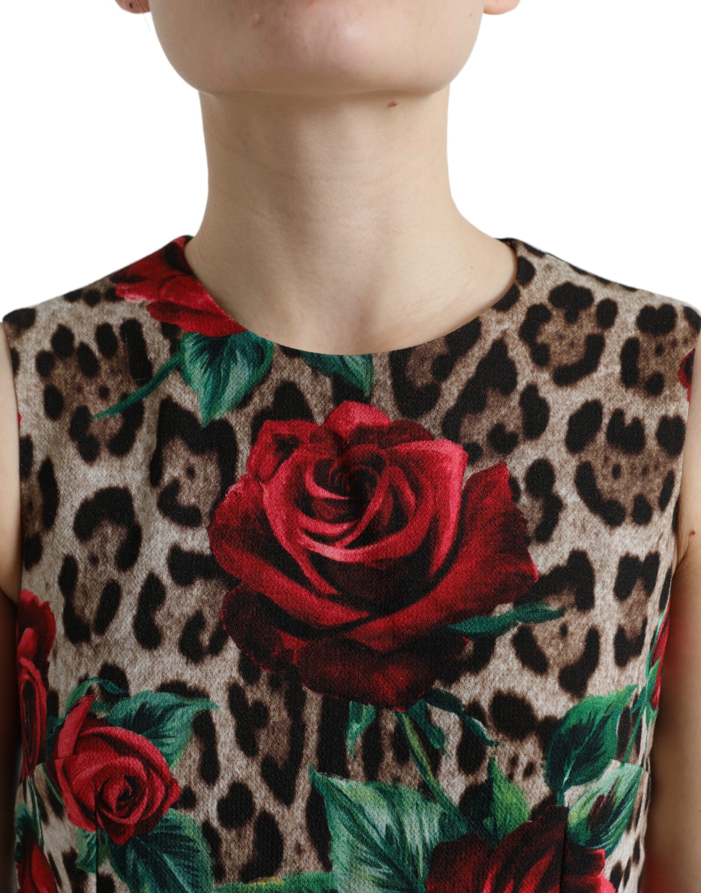 Dolce & Gabbana Elegant Leopard Floral A-Line Dress