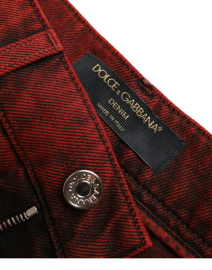 Dolce & Gabbana High Waist Red Denim Hot Pants Shorts