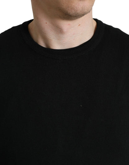 Dolce & Gabbana Elegant Black Cotton Crewneck Pullover Sweater