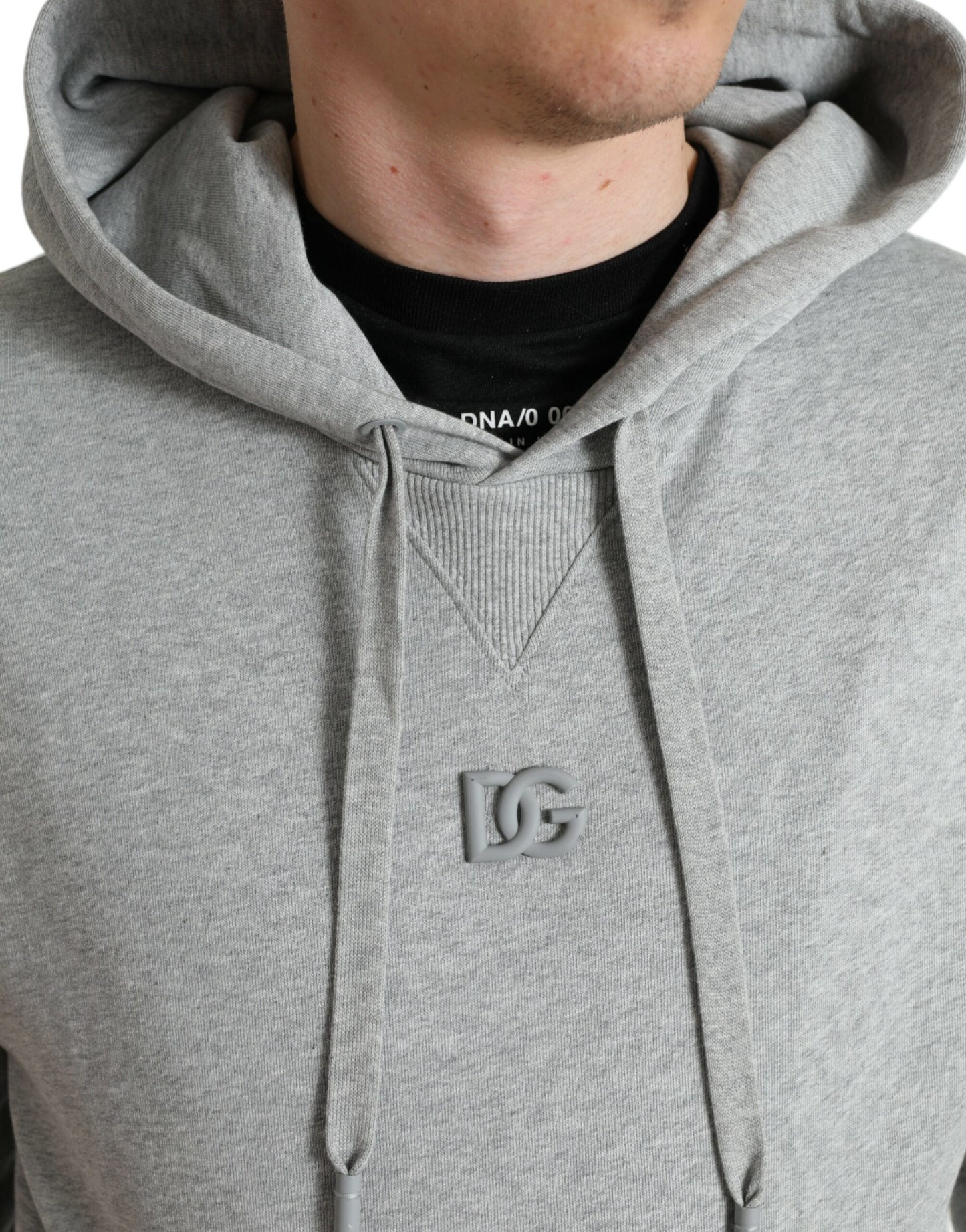 Dolce & Gabbana Chic Gray Logo Hooded Cotton Sweater