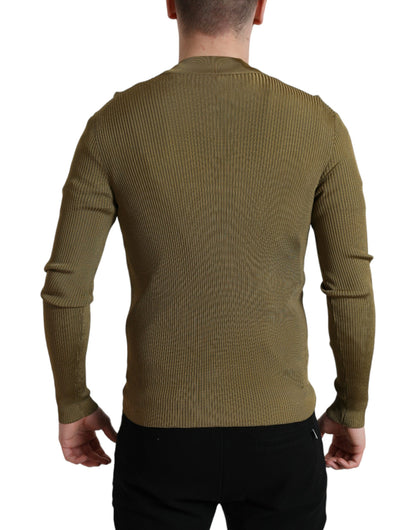 Dolce & Gabbana Army Green Viscose Crew Neck Sweater