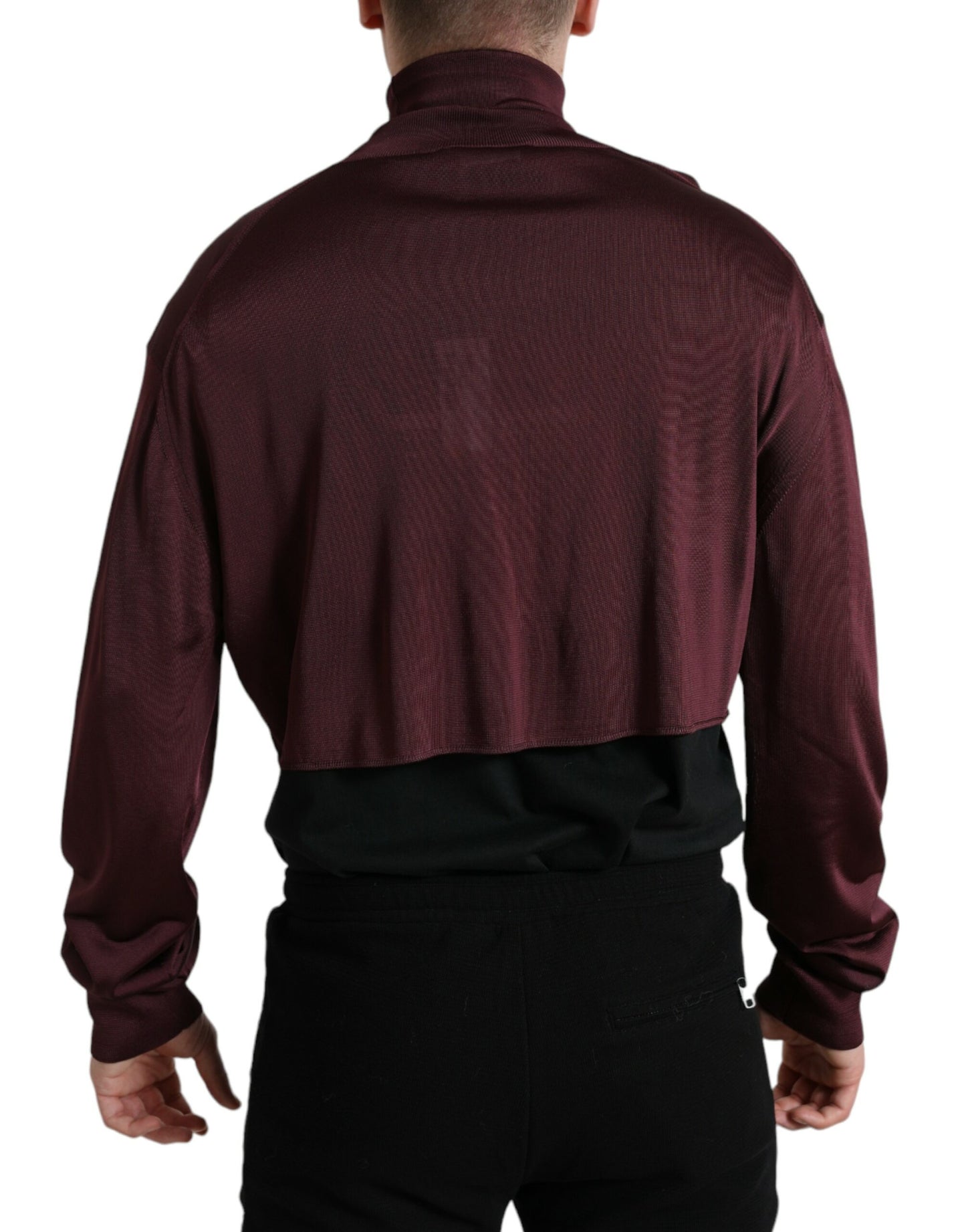 Dolce & Gabbana Maroon Turtleneck Viscose Sweater