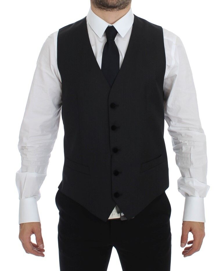 Dolce & Gabbana Elegant Gray Wool Dress Vest