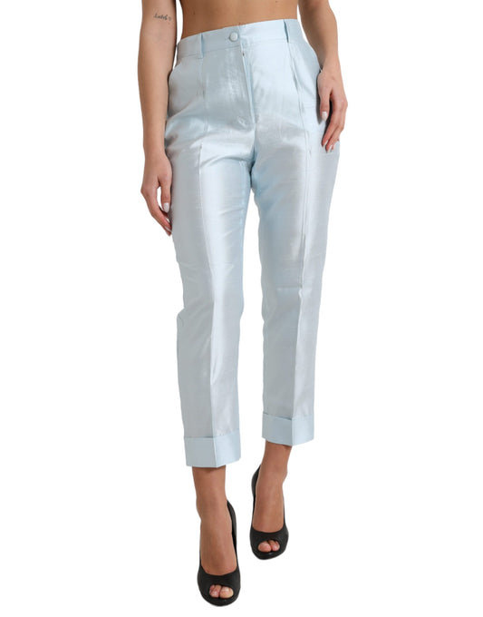 Dolce & Gabbana Chic Sky Blue High Waist Cropped Pants