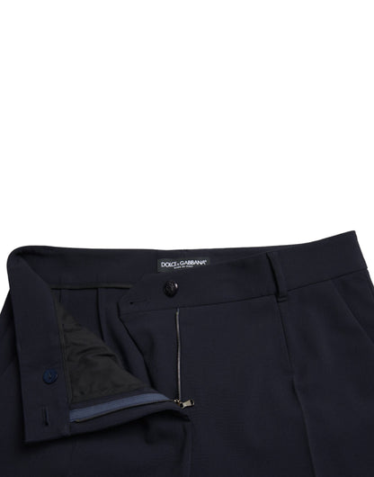 Dolce & Gabbana Elegant Mid Waist Tapered Pants in Blue