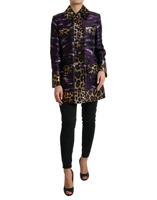 Dolce & Gabbana Exquisite Jacquard Trench With Tiger Motif