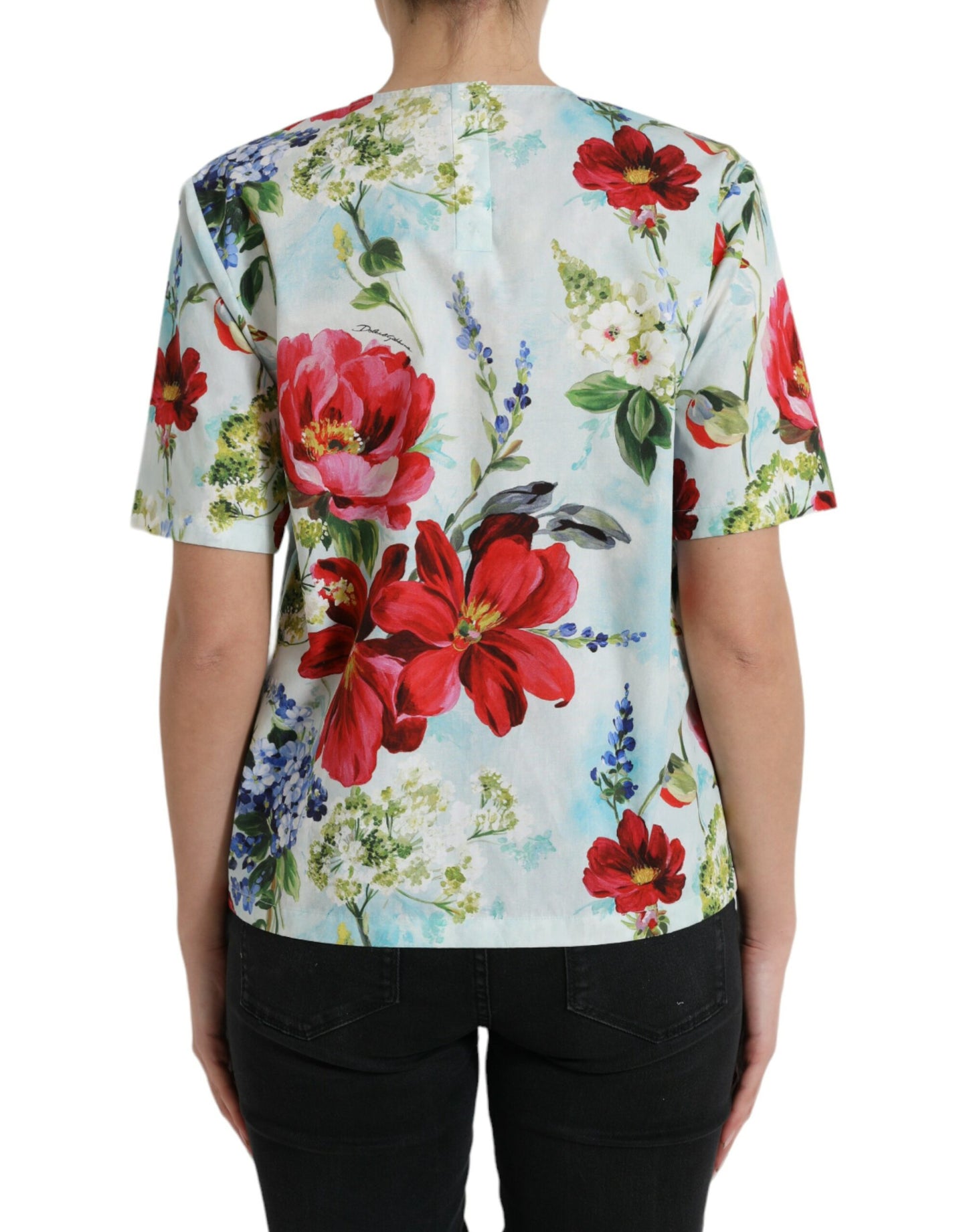 Dolce & Gabbana Chic Floral Round Neck Cotton Top