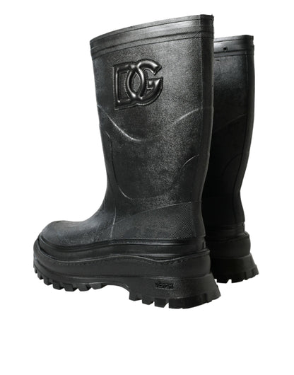 Dolce & Gabbana Sleek Metallic Rubber Rain Boots with DG Logo