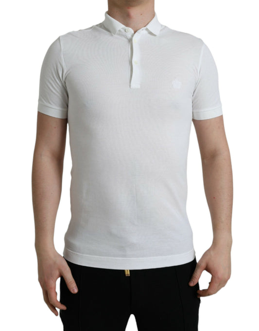 Dolce & Gabbana Crown Embroidered White Cotton Polo