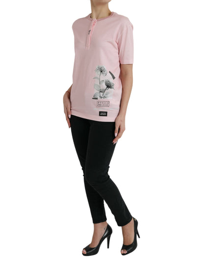 Dolce & Gabbana Chic Pink Floral Cotton Tee