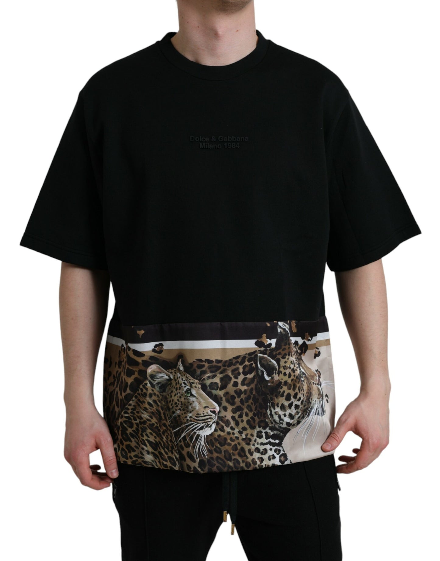 Dolce & Gabbana Elegant Leopard Print Crew Neck Tee