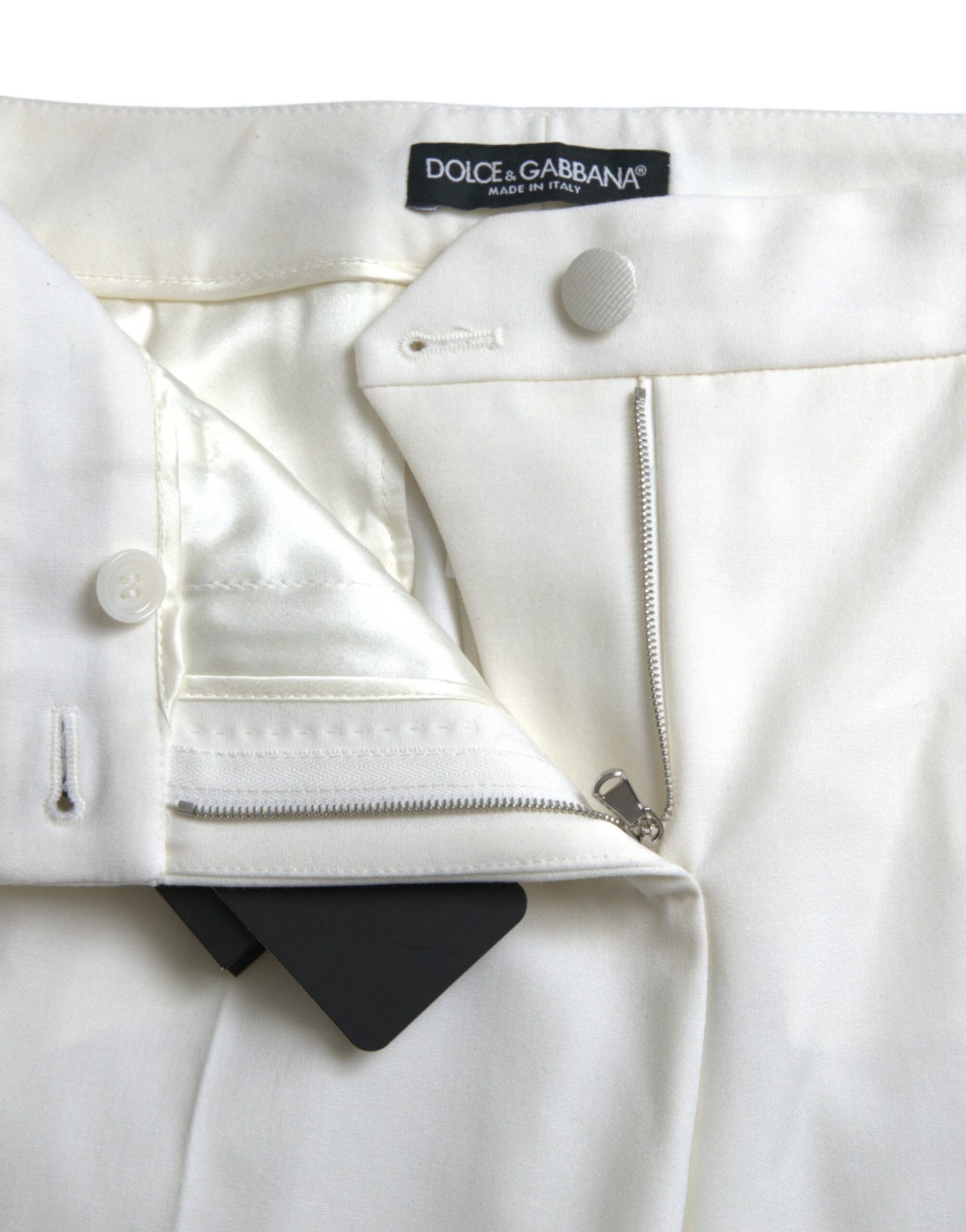 Dolce & Gabbana Elegant White Mid-Waist Tapered Pants