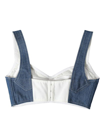 Dolce & Gabbana Elegant Blue Bustier Crop Top