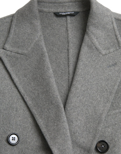 Dolce & Gabbana Gray Double Trench Coat Cashmere Jacket