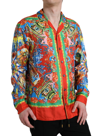 Dolce & Gabbana Multicolor Patterned Button Down Casual Shirt