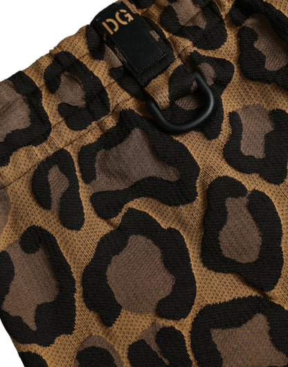 Dolce & Gabbana Brown Leopard Print Polyester Jogger Pants