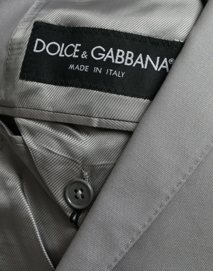 Dolce & Gabbana Gray Wool Peak Single Breasted Coat Blazer