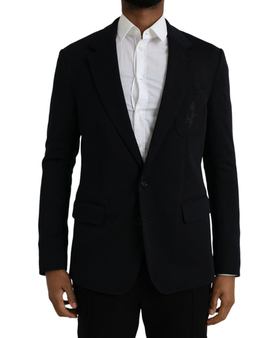 Dolce & Gabbana Black Wool Single Breasted Coat Blazer