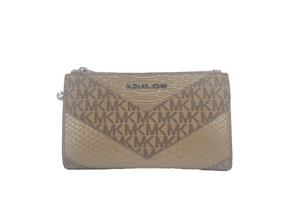 Michael Kors Jet Set Large Double Zip Python Dusk Wristlet Wallet