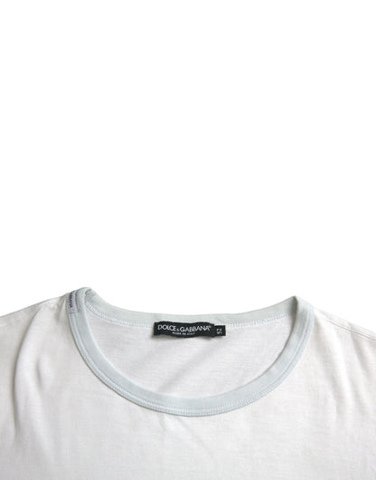 Dolce & Gabbana White Cotton Round Neck Short Sleeve T-shirt