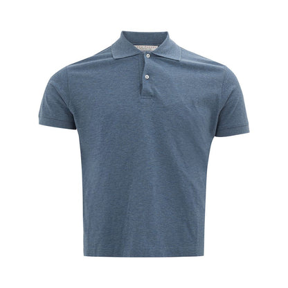 Luca Faloni Elegant Cotton Polo Shirt in Rich Blue