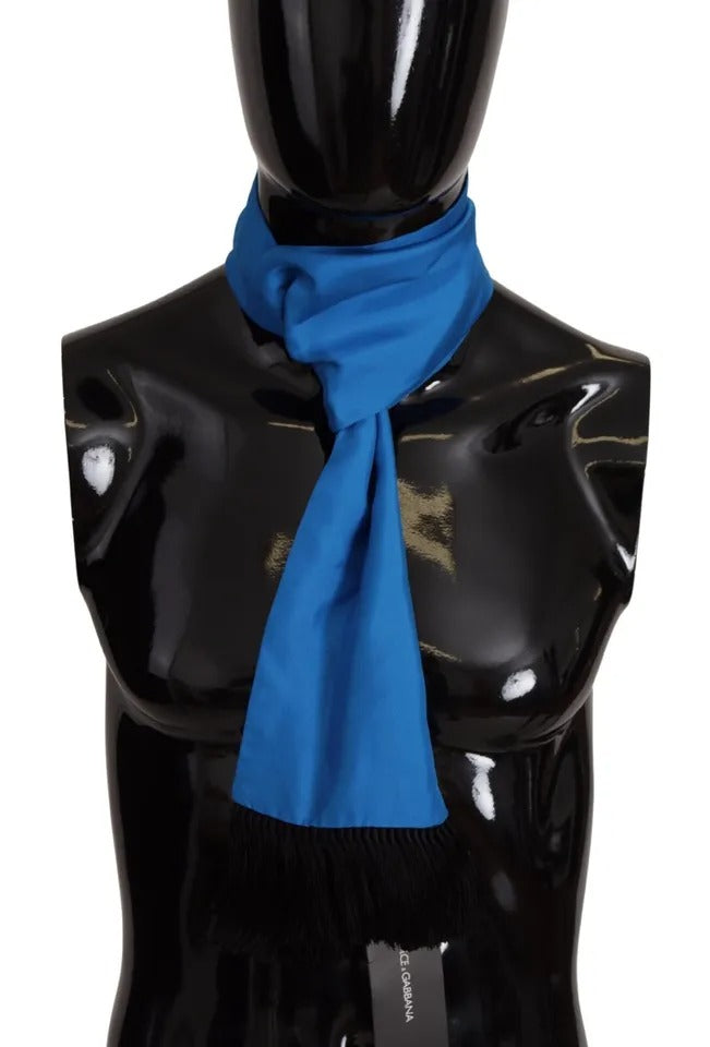 Dolce & Gabbana Royal Blue Scarf Neck Wrap Shawl Silk Scarf