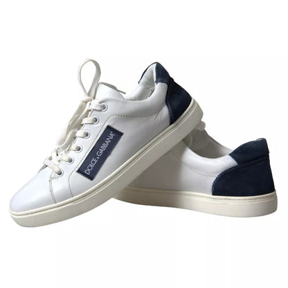 Dolce & Gabbana White Black Leather Low Top Sneakers Portofino Shoes