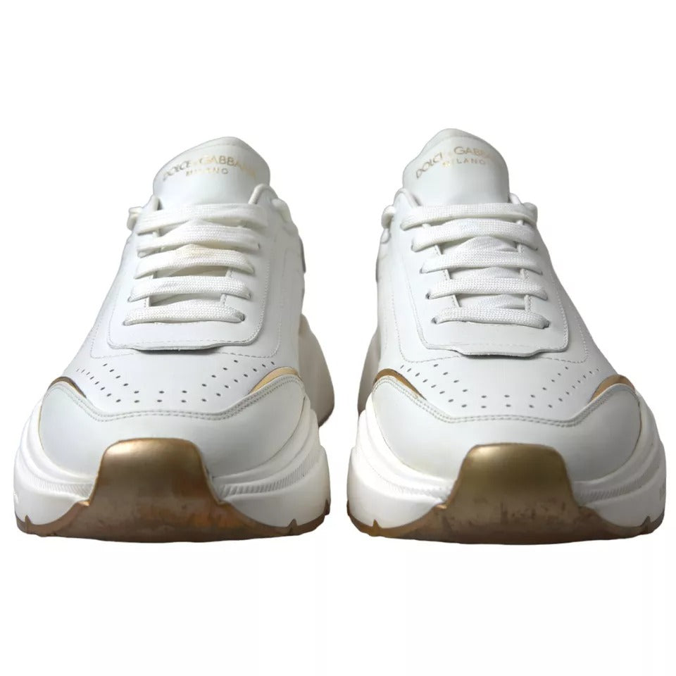 Dolce & Gabbana White Gold Leather Sport DAYMASTER Sneakers Shoes