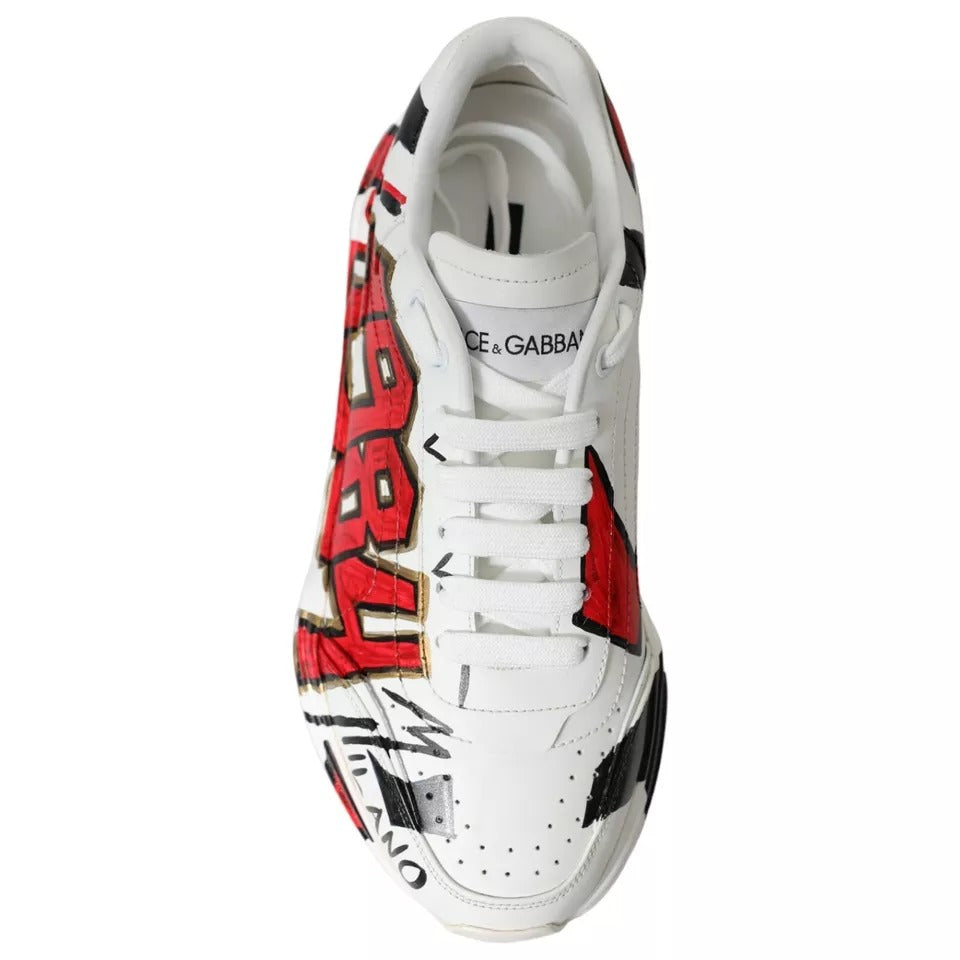 Dolce & Gabbana White Daymaster Hand Painted Sneakers Shoes