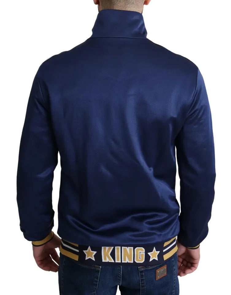 Dolce & Gabbana Blue Heraldic Patch Striped King Bee Sweater