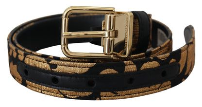 Dolce & Gabbana Multicolor Jacquard Leather Logo Buckle Belt