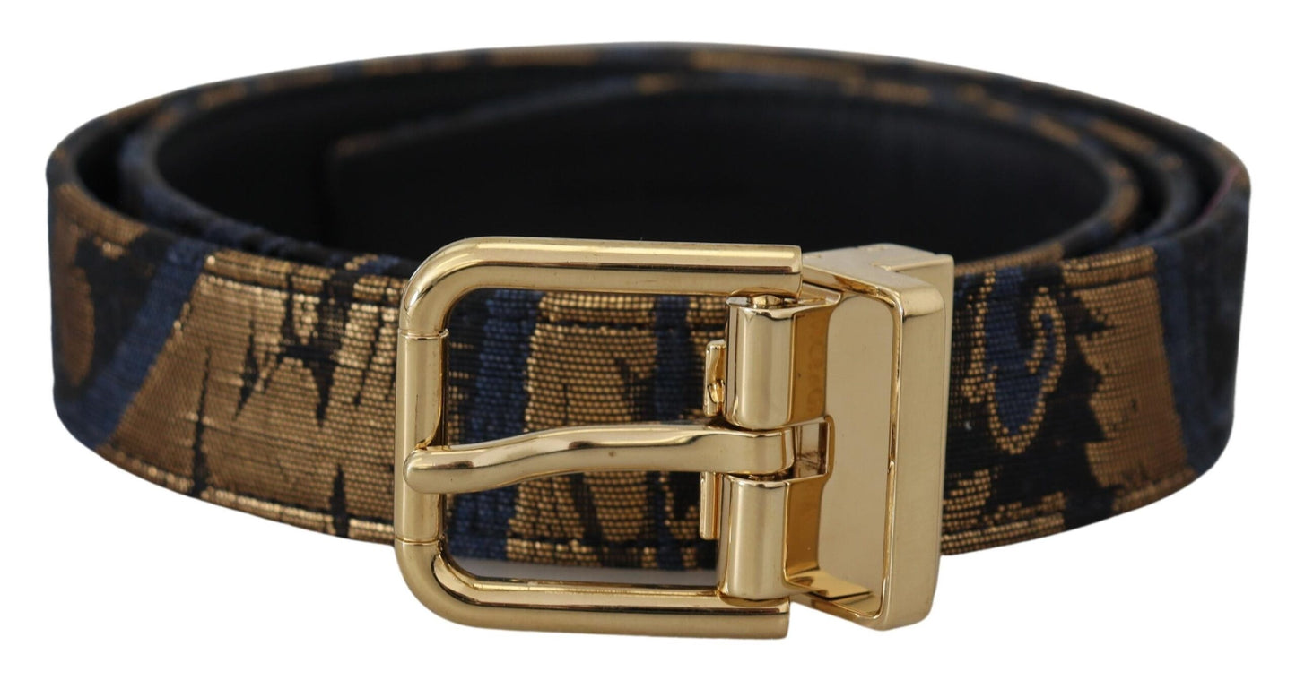 Dolce & Gabbana Multicolor Jacquard Leather Logo Buckle Belt