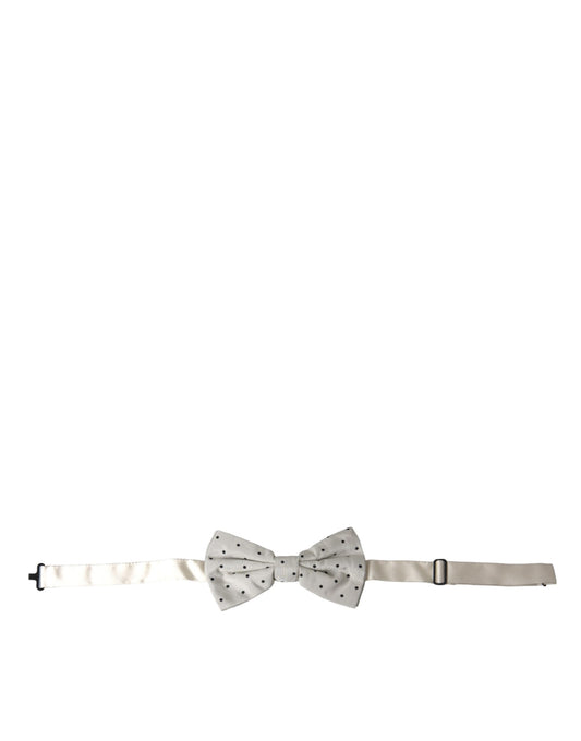 Dolce & Gabbana White Black Polka Dot Polyester Bow Tie Men