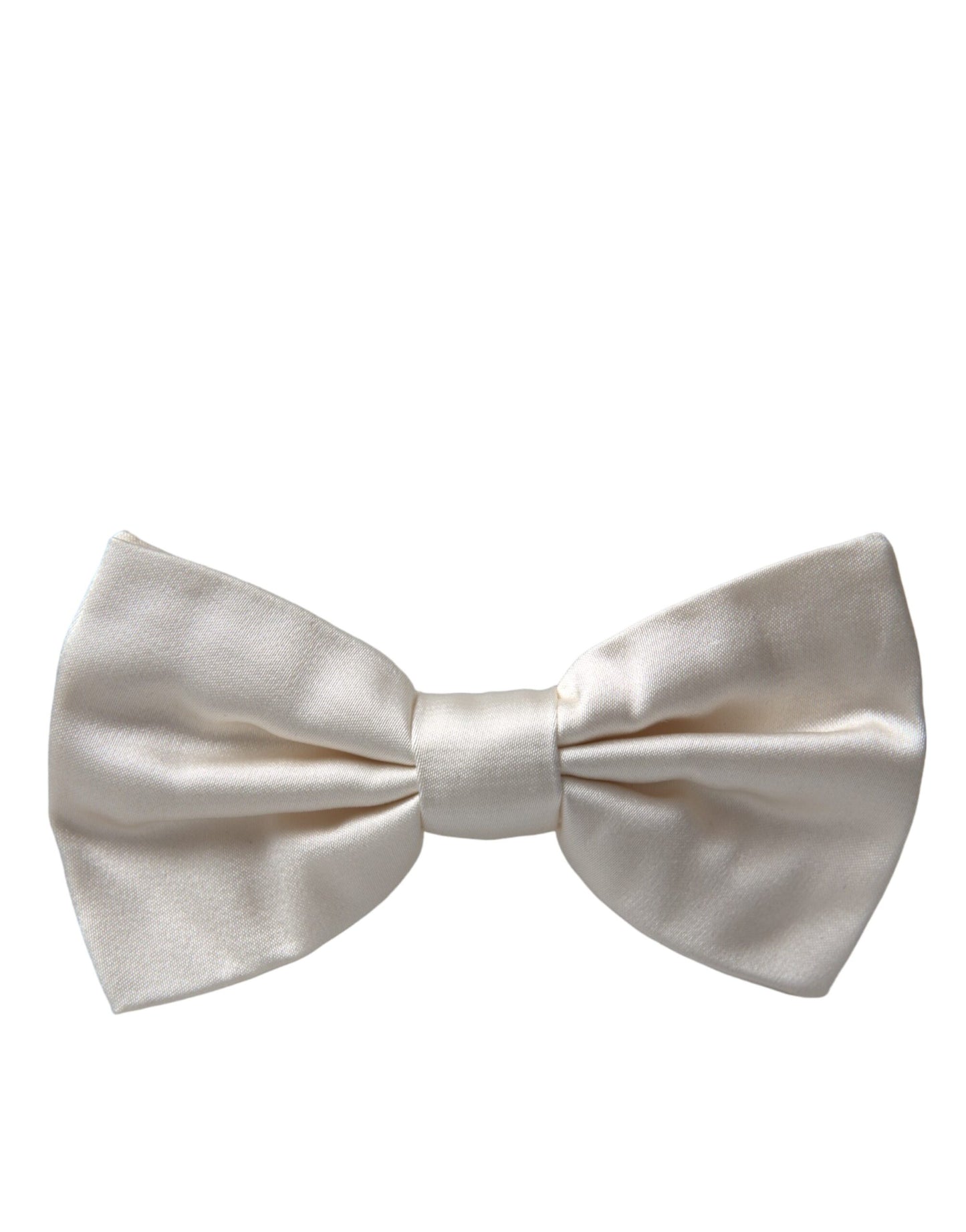 Dolce & Gabbana Off White Silk Adjustable Neck Men Bow Tie