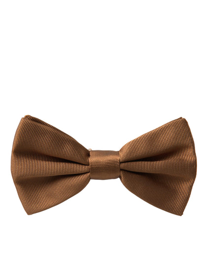 Dolce & Gabbana Brown Silk Adjustable Neck Men Bow Tie