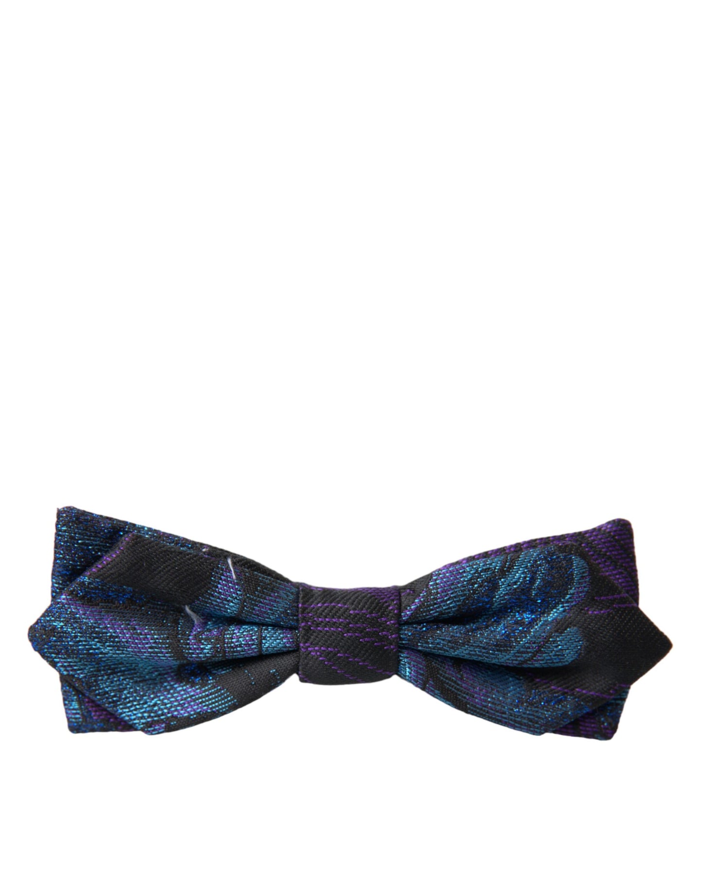 Dolce & Gabbana Black Blue Brocade Adjustable Neck Men Bow Tie