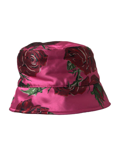 Dolce & Gabbana Pink Floral Cap Cotton Bucket Hat Men