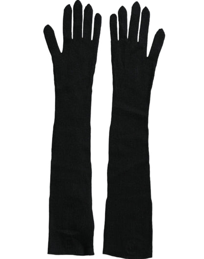 Dolce & Gabbana Black Cashmere Knitted Elbow Length Gloves