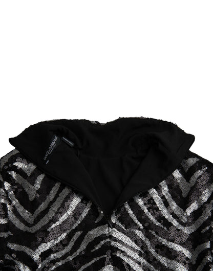 Dolce & Gabbana Black Silver Sequined Polyester Sweater