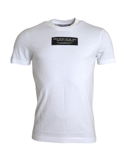 Dolce & Gabbana White Cotton DG Applique Men Casual T-shirt