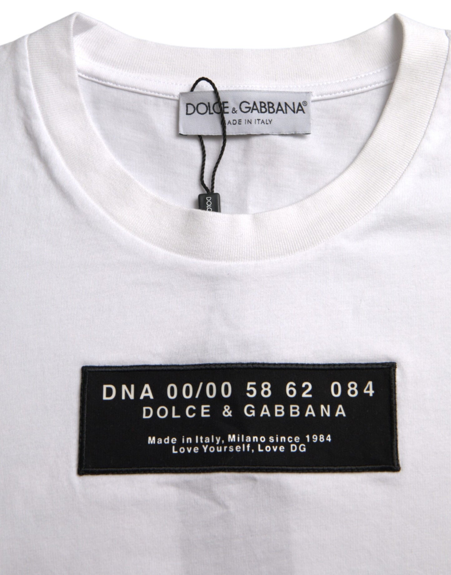 Dolce & Gabbana White Cotton DG Applique Men Casual T-shirt