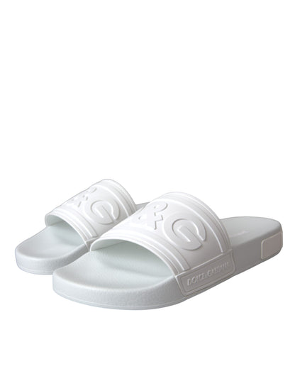 Dolce & Gabbana White Rubber Slides Sandals Beachwear Shoes